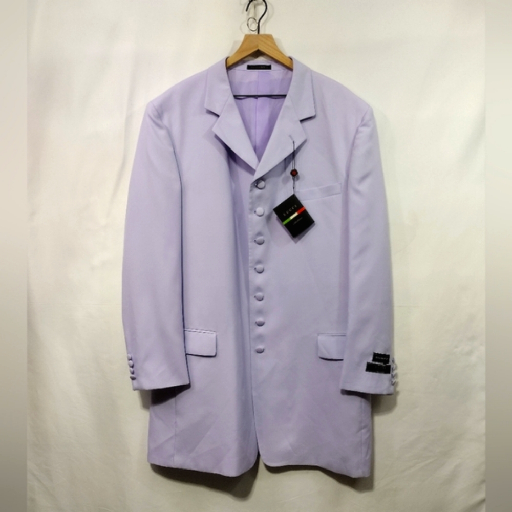 NWT Lucci Designed in Italy Hand Tailored Blazer Mens 44L Lavender Retro 90s Y2K